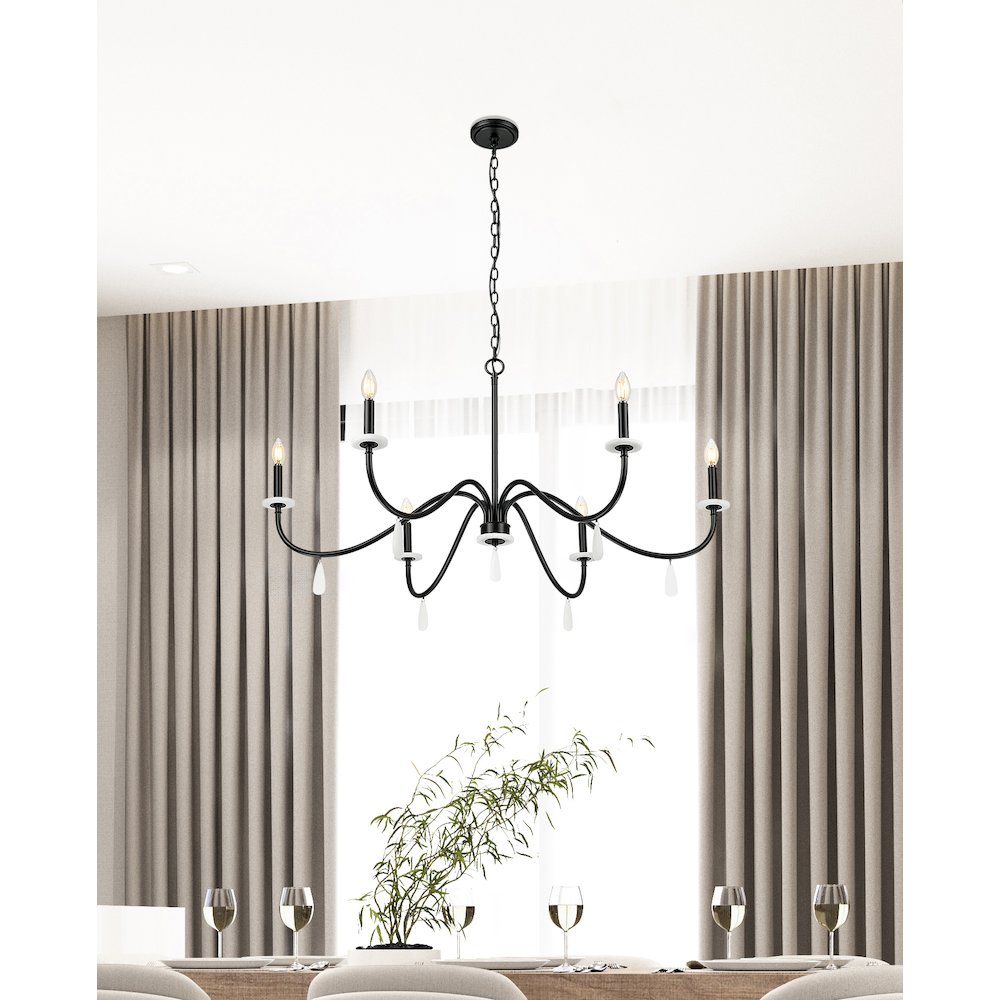 Z-Lite 6 Light Chandelier, Matte Black. Picture 6