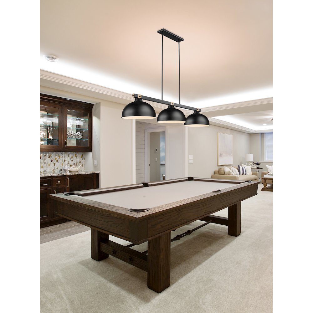 Z-Lite Bronte 3 Light Billiard, Steel Frame, Matte Black Shade Color. Picture 7