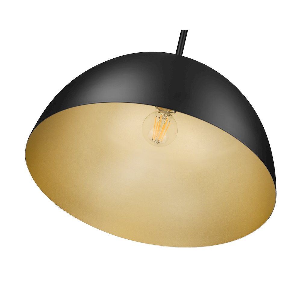 Z-Lite 1 Light Pendant, Matte Black. Picture 4
