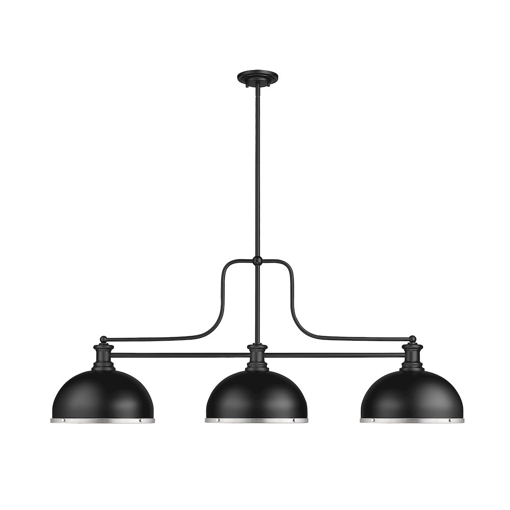 Z-Lite Melange 3 Light Billiard, Matte Black + Brushed Nickel Shade Color. Picture 2