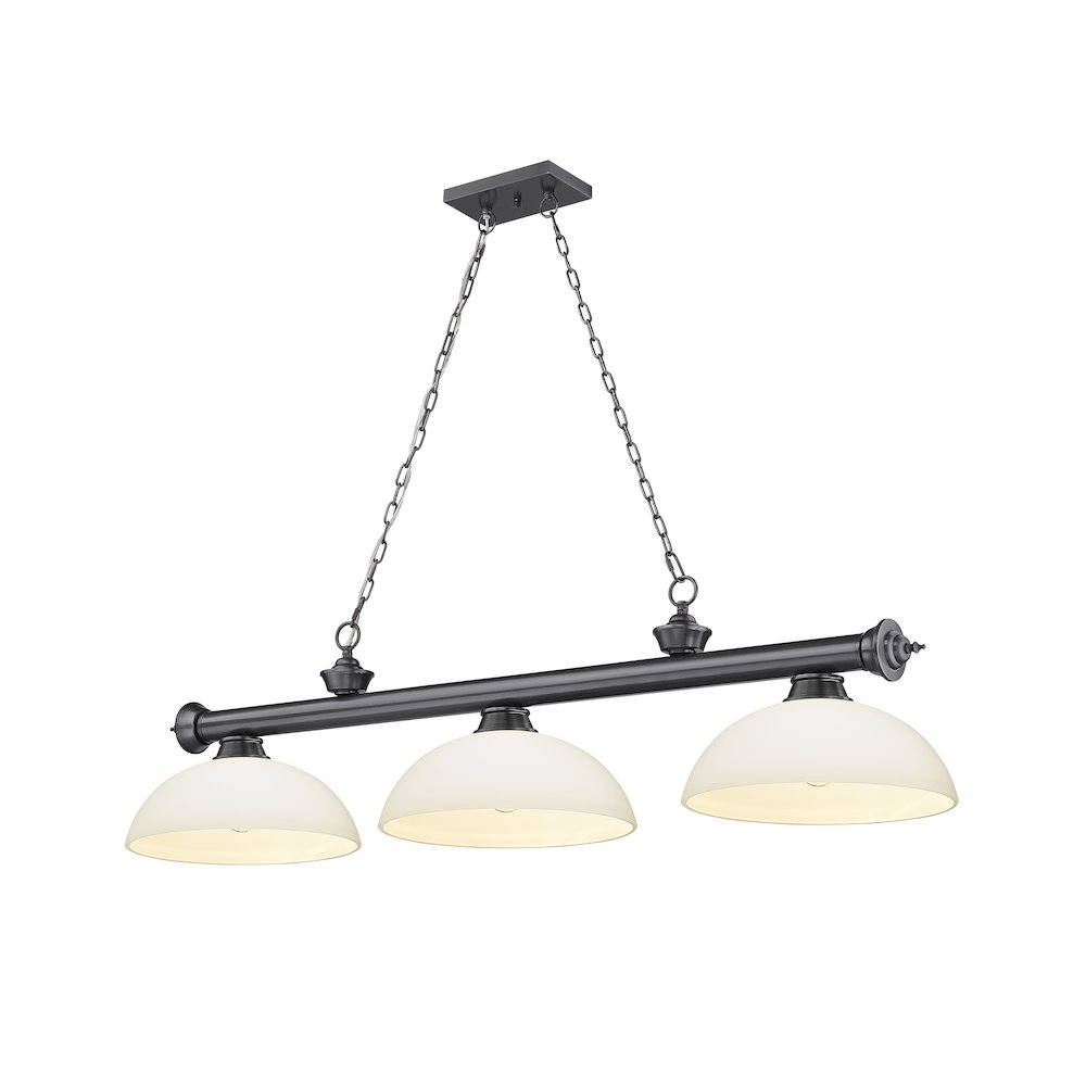 Z-Lite Cordon 3 Light Billiard, Steel Frame, Matte Opal Shade Color. Picture 1