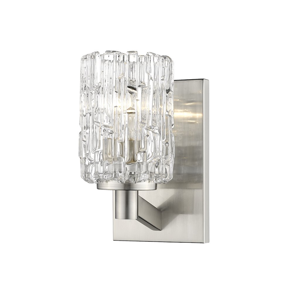 Z-Lite Aubrey 1 Light Wall Sconce in Brushed Nickel Frame Finish. Picture 1
