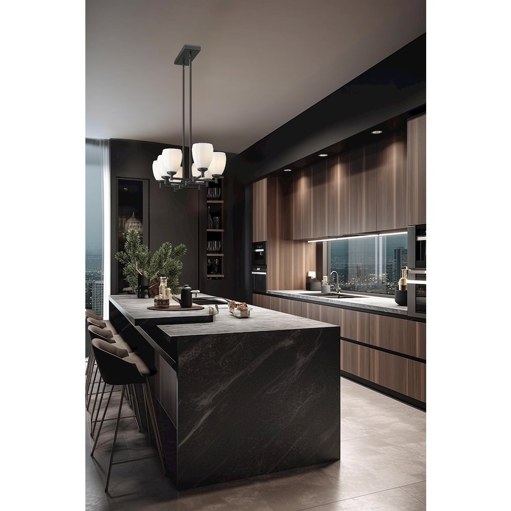 Z-Lite Oren 8 Light Linear Chandelier in Matte Black color, Steel frame. Picture 6