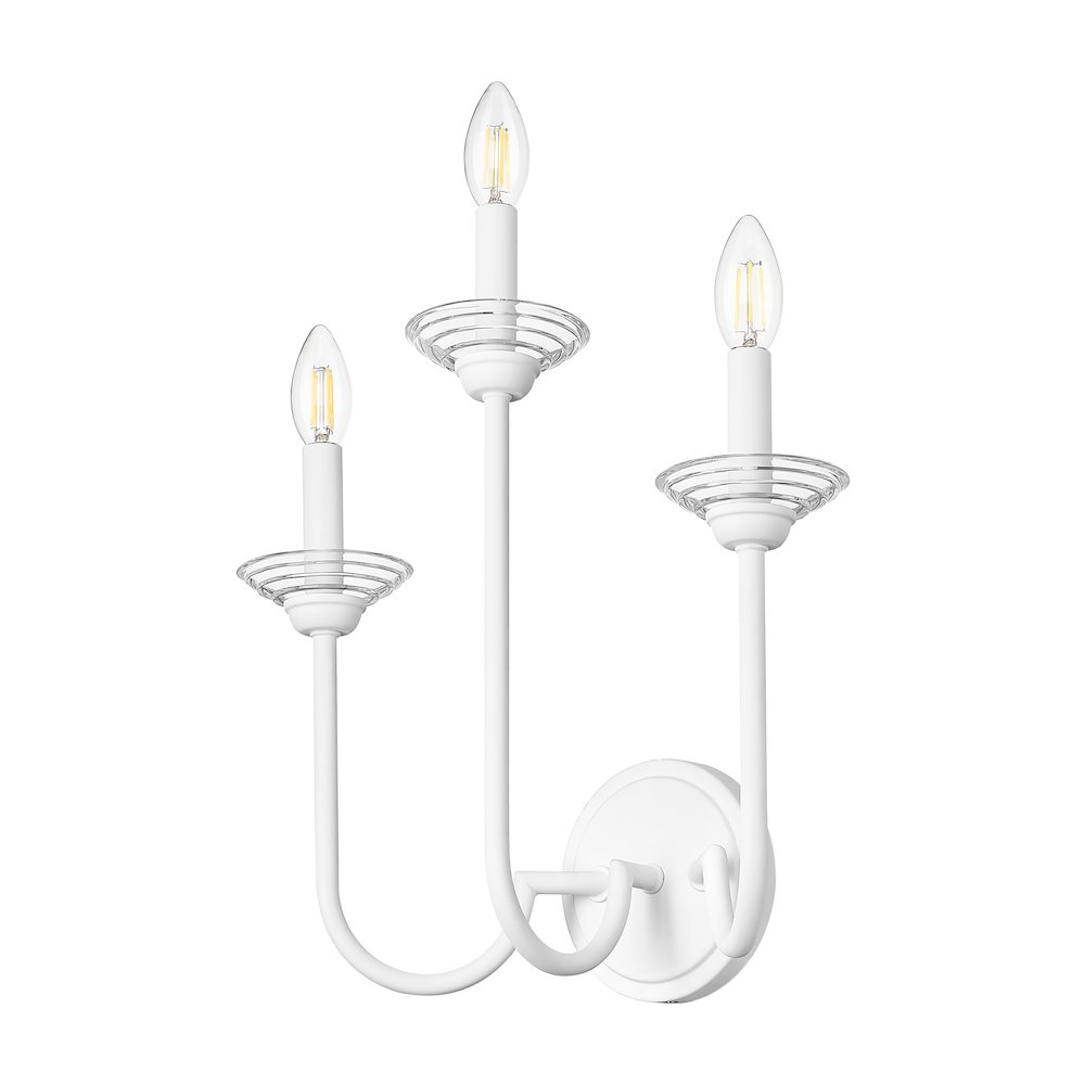 Z-Lite Allistair 3 Light Wall Sconce in Textured White color, Steel frame. Picture 5