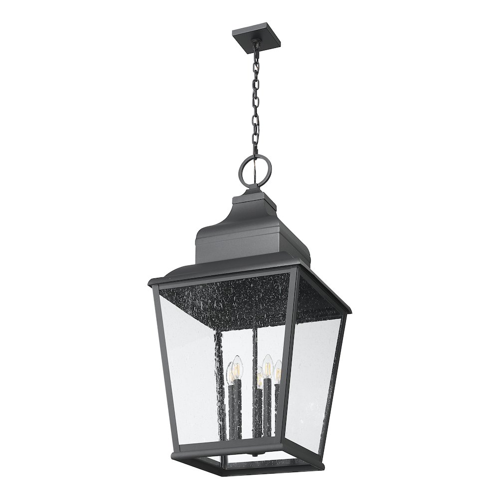 Z-Lite 5 Light Outdoor Chain Mount Ceiling Fixture, Sand Black. Picture 7