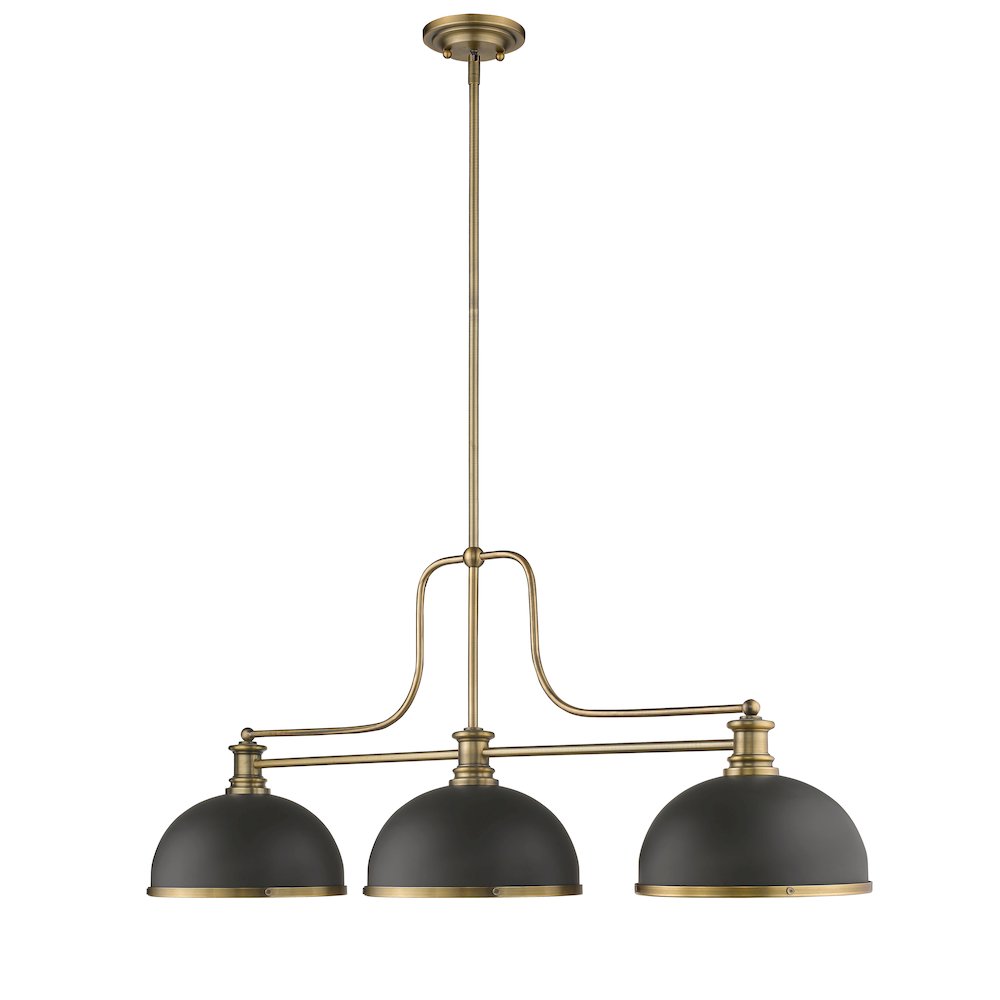 Z-Lite Melange 3 Light Billiard, Bronze + Heritage Brass Shade Color. Picture 3