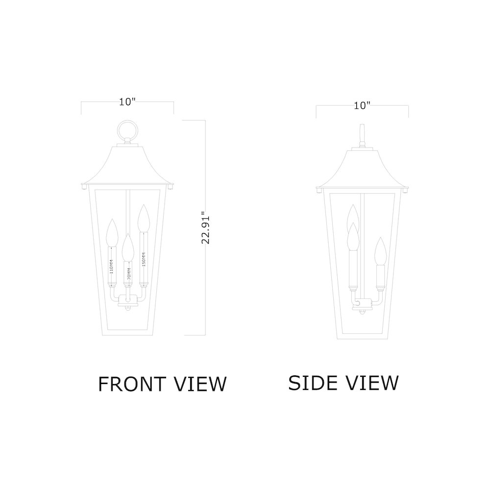 Z-Lite 3 Light Outdoor Chain Mount Ceiling Fixture. Picture 8