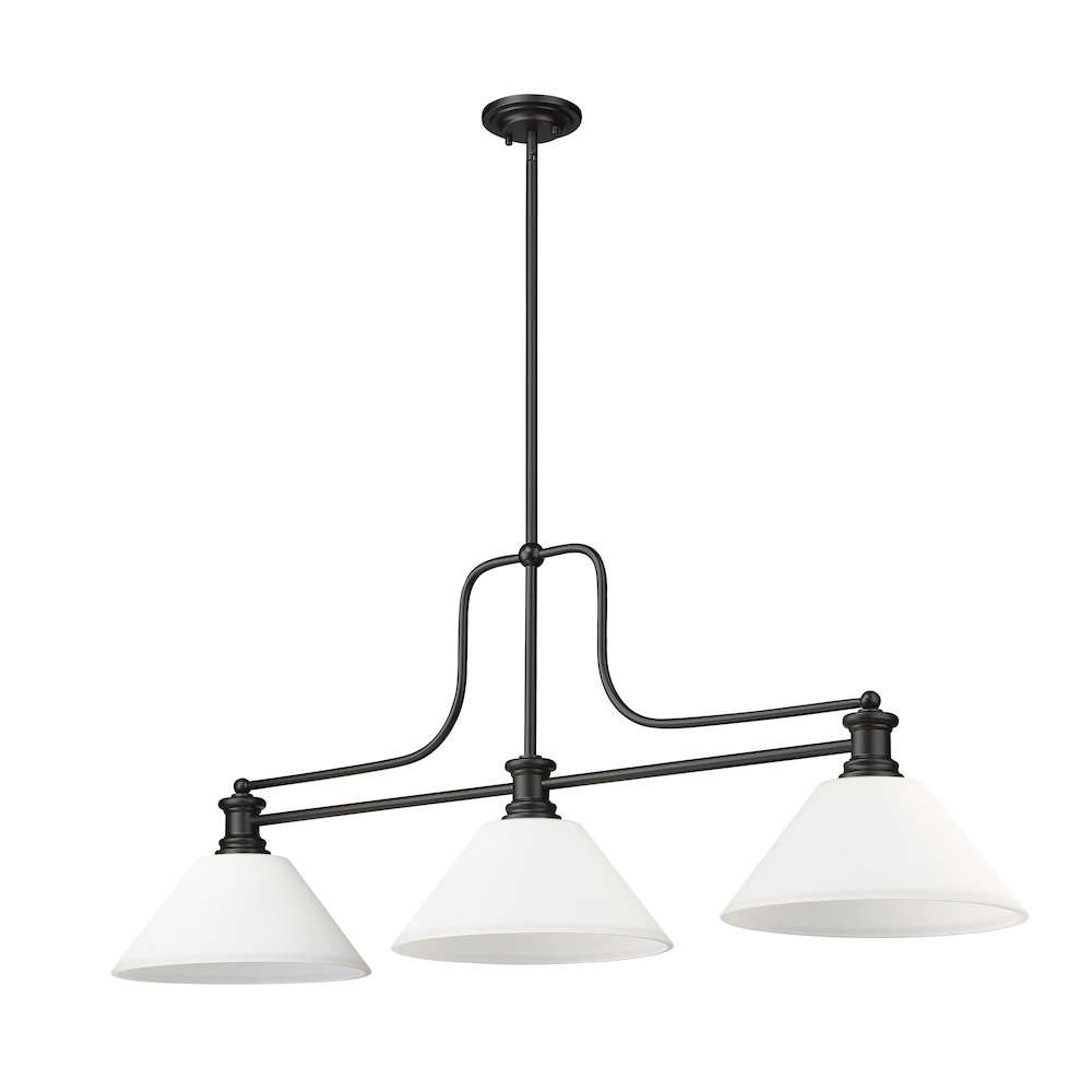 Z-Lite Melange 3 Light Billiard, Steel Frame, Matte Opal Shade Color. Picture 5