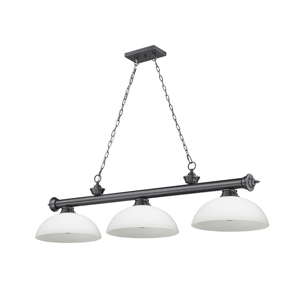 Z-Lite Cordon 3 Light Billiard, Steel Frame, Matte Opal Shade Color. Picture 5