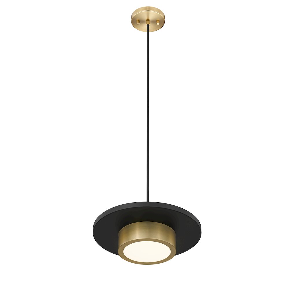 Z-Lite 1 Light Pendant, Matte Black + Modern Gold. Picture 2