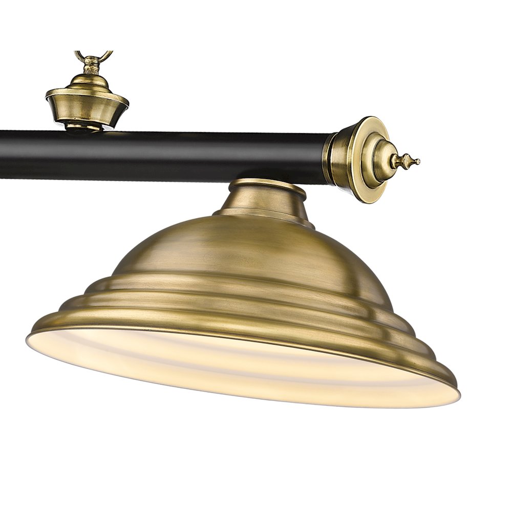 Z-Lite Cordon 3 Light Billiard, Steel Frame, Rubbed Brass Shade Color. Picture 4