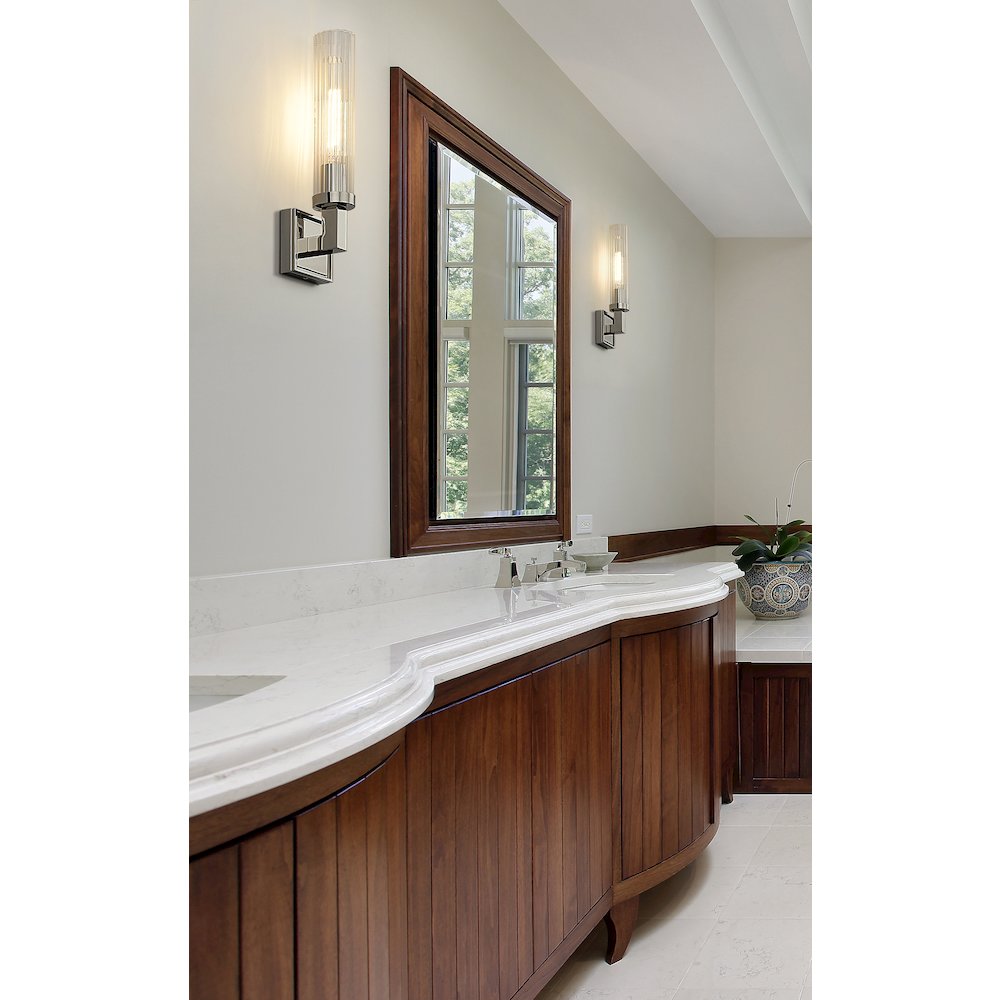 Z-Lite Beau 1 Light Wall Sconce in Polished Nickel Frame Finish. Picture 7