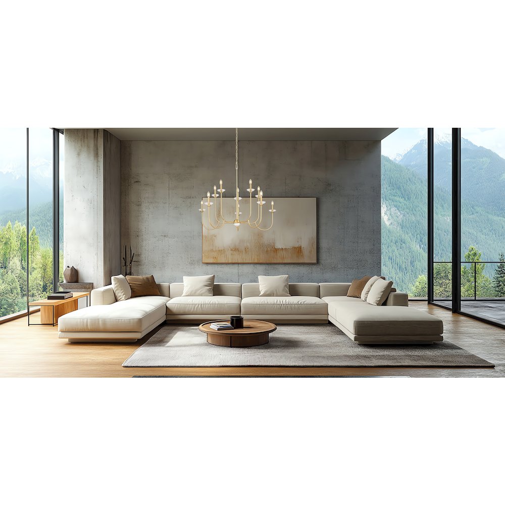 Z-Lite Allistair 10 Light Chandelier in Modern Gold color, Steel frame. Picture 6