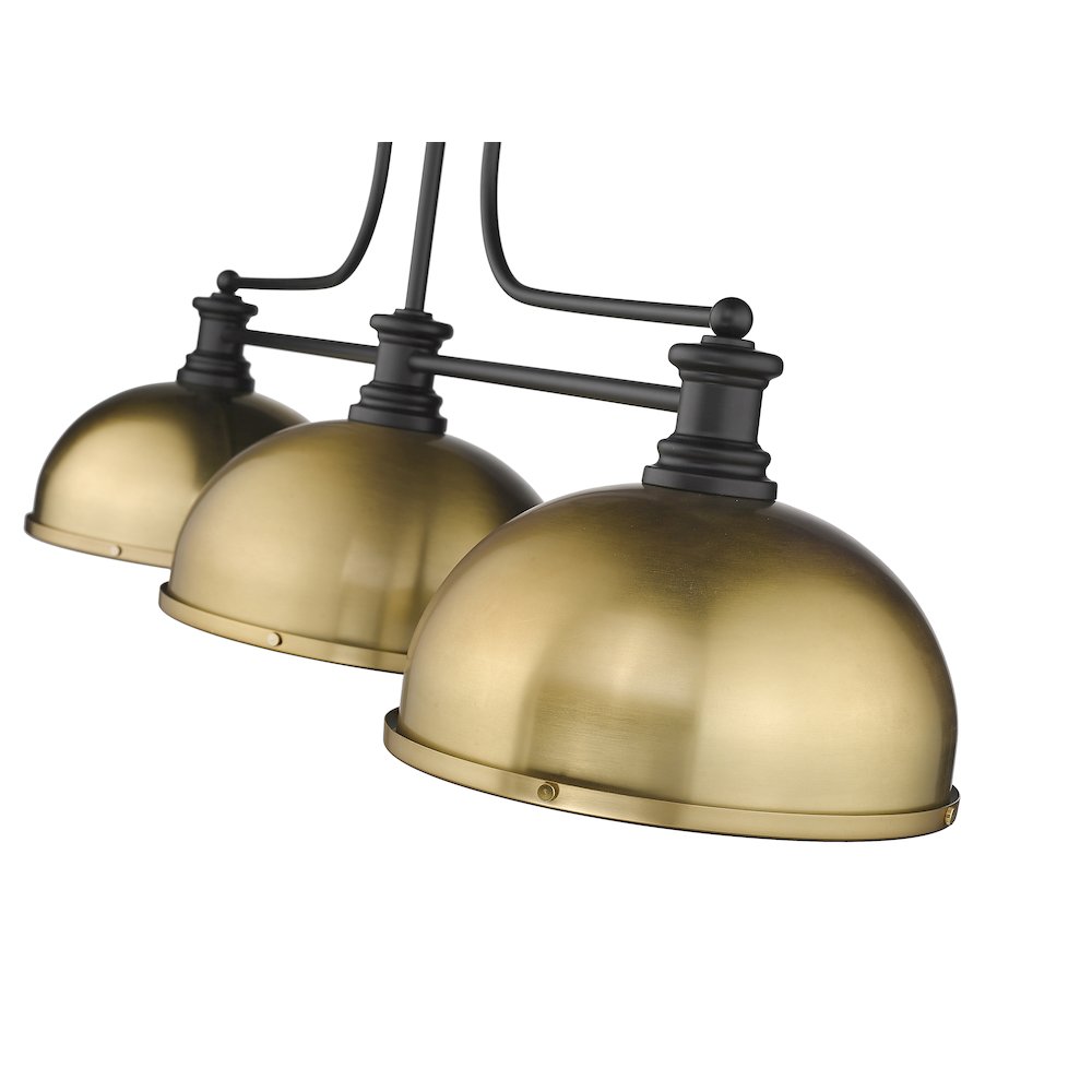 Z-Lite Melange 3 Light Billiard, Steel Frame, Heritage Brass Shade Color. Picture 4