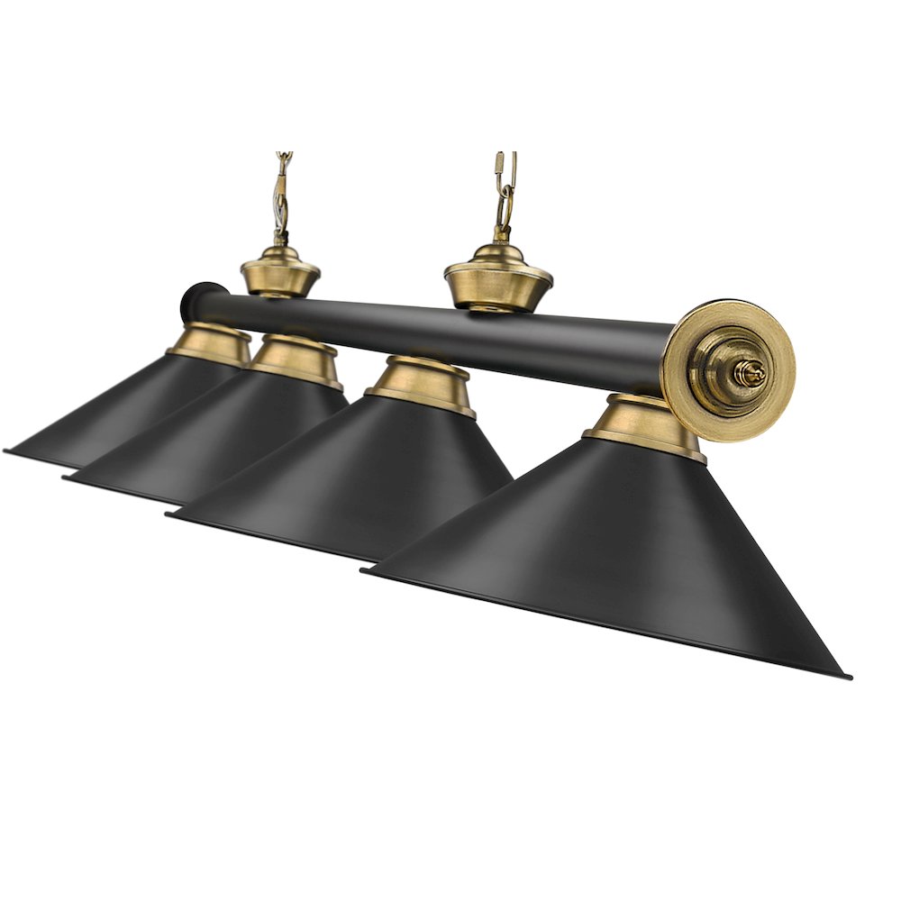Z-Lite Cordon 4 Light Billiard, Steel Frame, Matte Black Shade Color. Picture 3