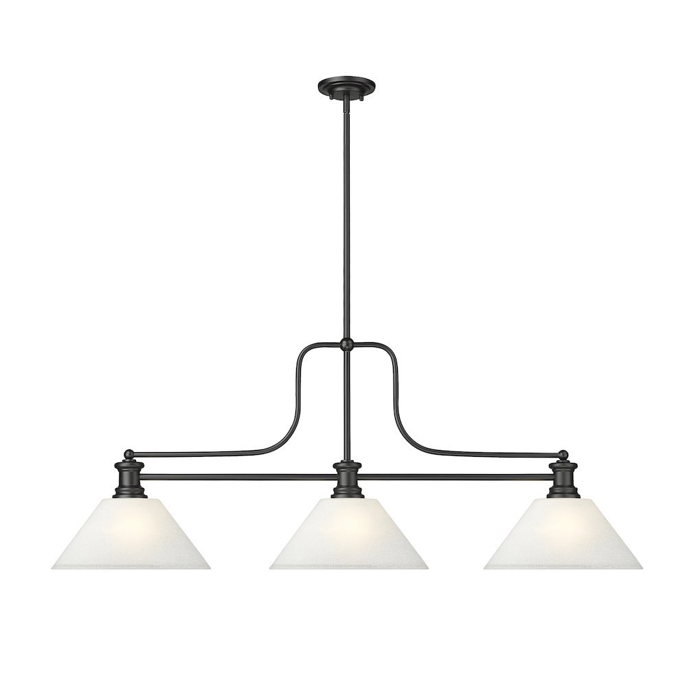 Z-Lite Melange 3 Light Billiard, Steel Frame, White Linen Shade Color. Picture 2