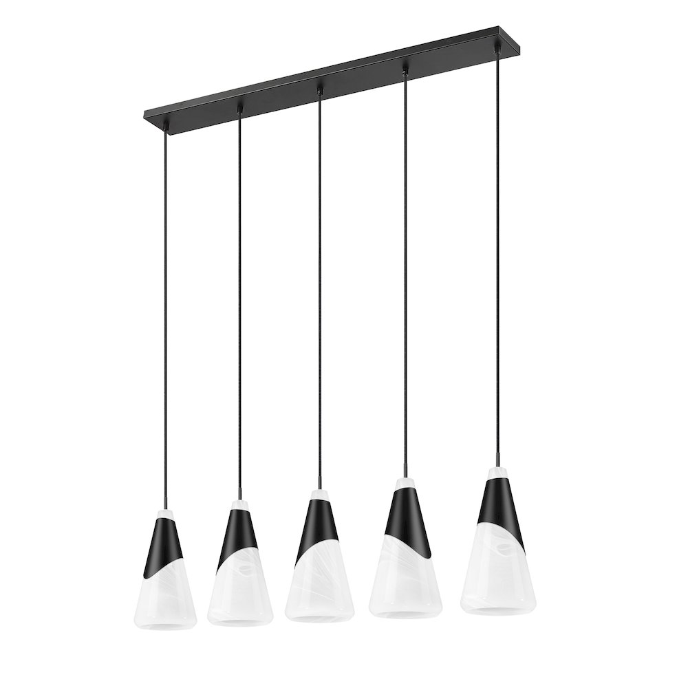 Z-Lite Aimie 5 Light Linear Chandelier, Matte Black. Picture 5