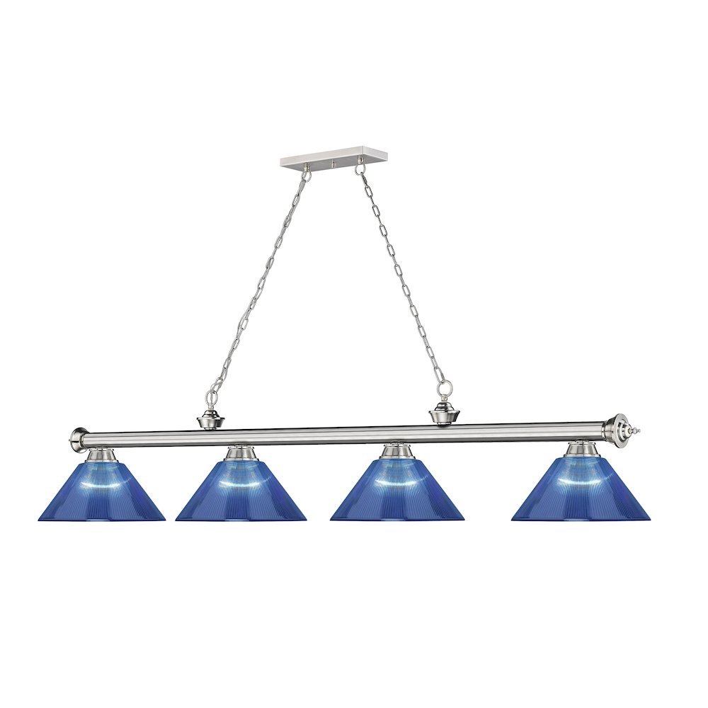 Z-Lite Cordon 4 Light Billiard, Steel Frame, Dark Blue Shade Color. Picture 3