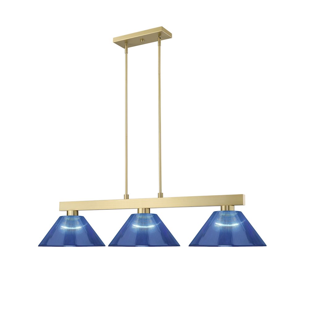 Z-Lite Cobalt 3 Light Billiard, Steel Frame, Dark Blue Shade Color. Picture 3