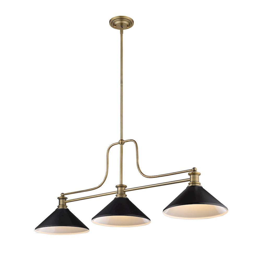 Z-Lite Melange 3 Light Billiard, Steel Frame, Matte Black Shade Color. Picture 2