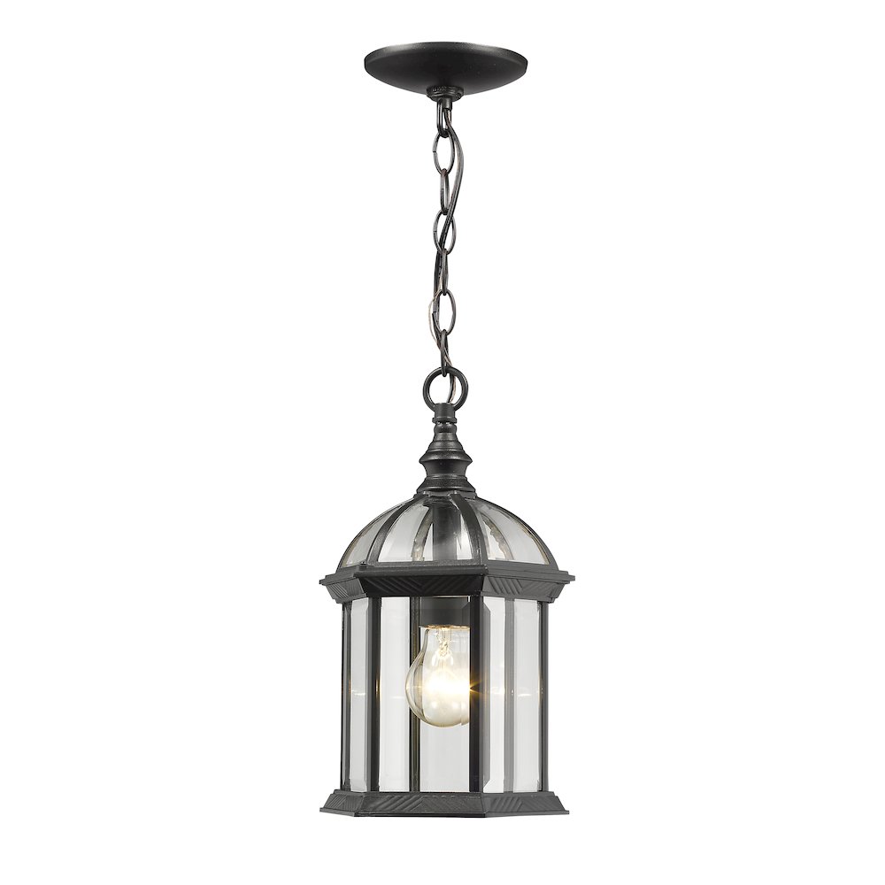 Z-Lite Annex 1 Light Outdoor Chain Mount Ceiling Fixture, Black. Picture 3