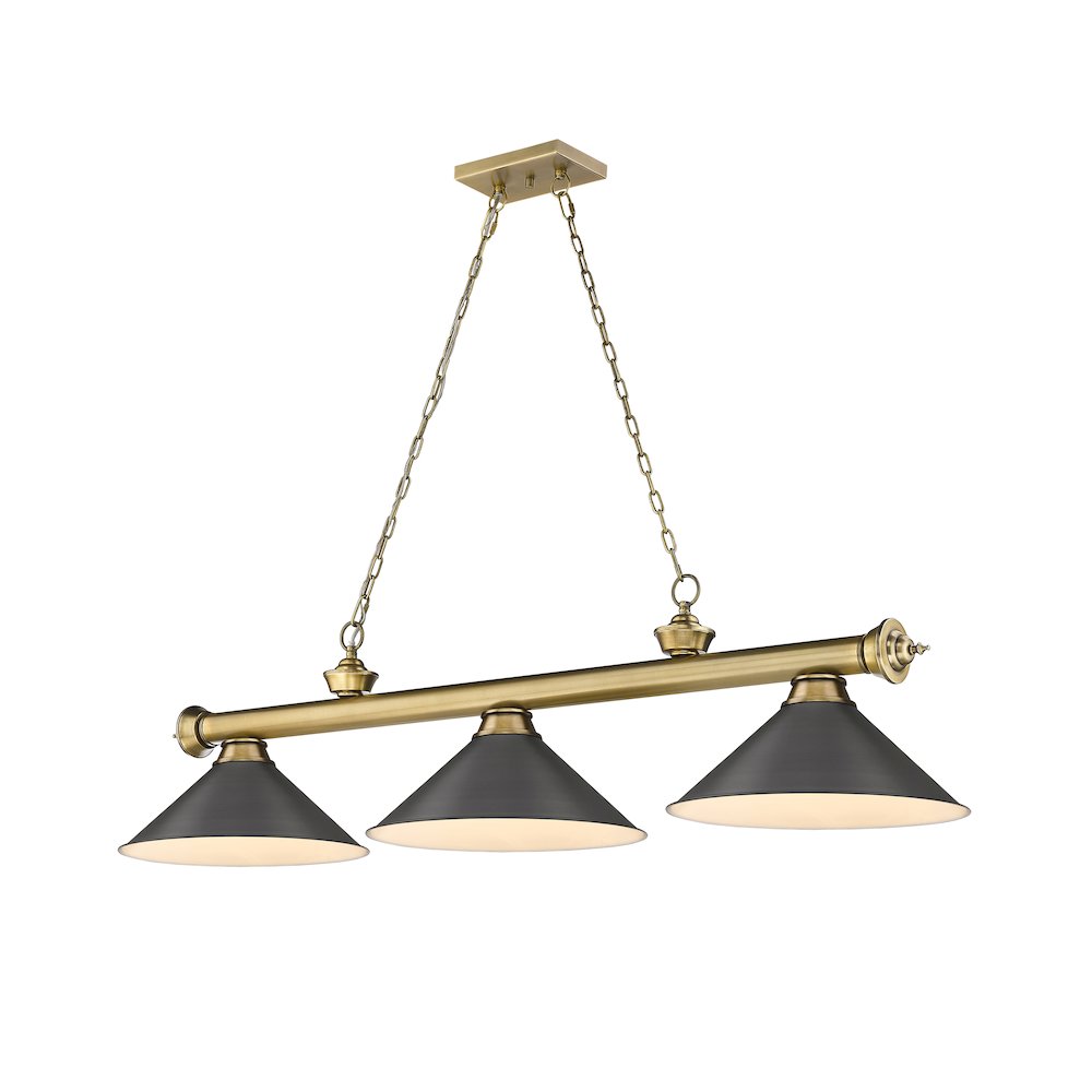Z-Lite Cordon 3 Light Billiard, Steel Frame, Bronze Shade Color. Picture 1
