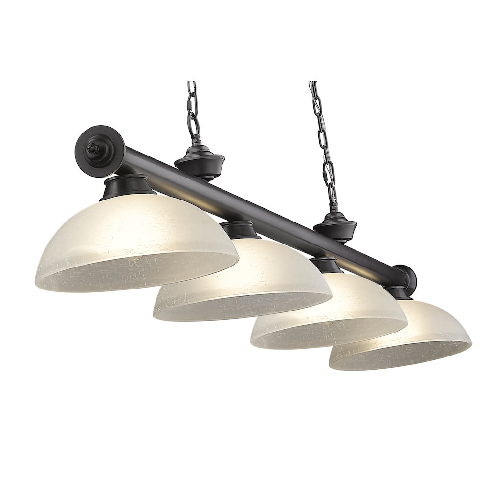 Z-Lite Cordon 4 Light Billiard, Steel Frame, White Linen Shade Color. Picture 4