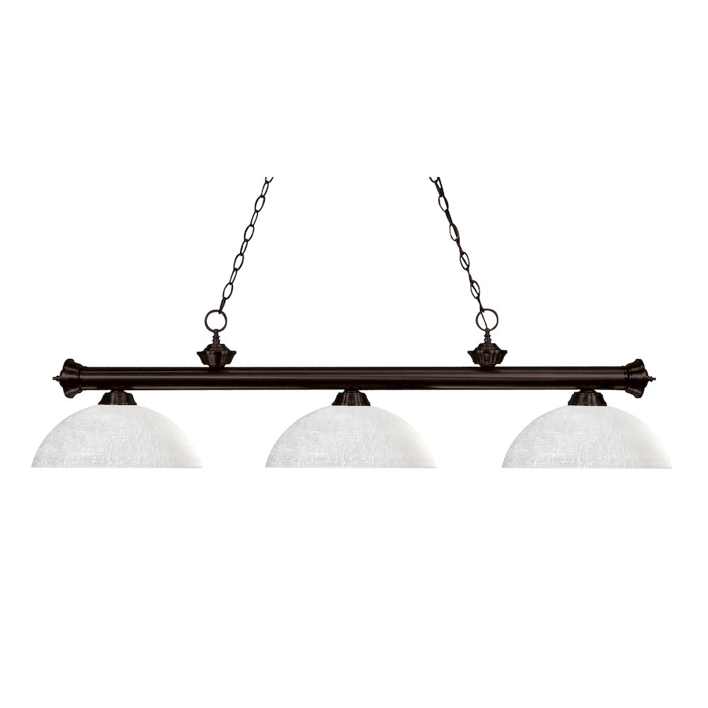 Z-Lite Riviera 3 Light Billiard, Steel Frame, White Linen Shade Color. Picture 1
