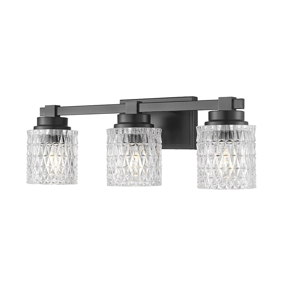 Z-Lite 3 Light Vanity, Matte Black. Picture 1