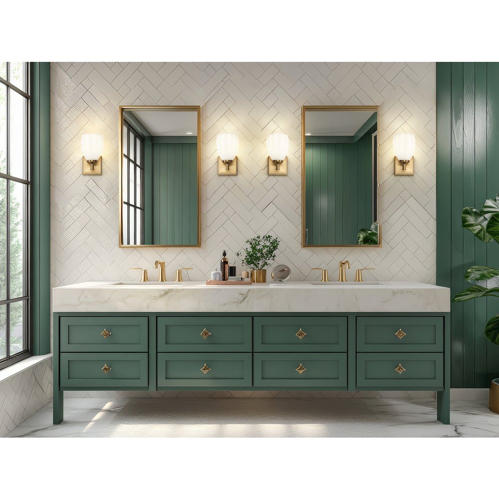 Z-Lite Oren 1 Light Vanity in Modern Gold color, Steel frame. Picture 7
