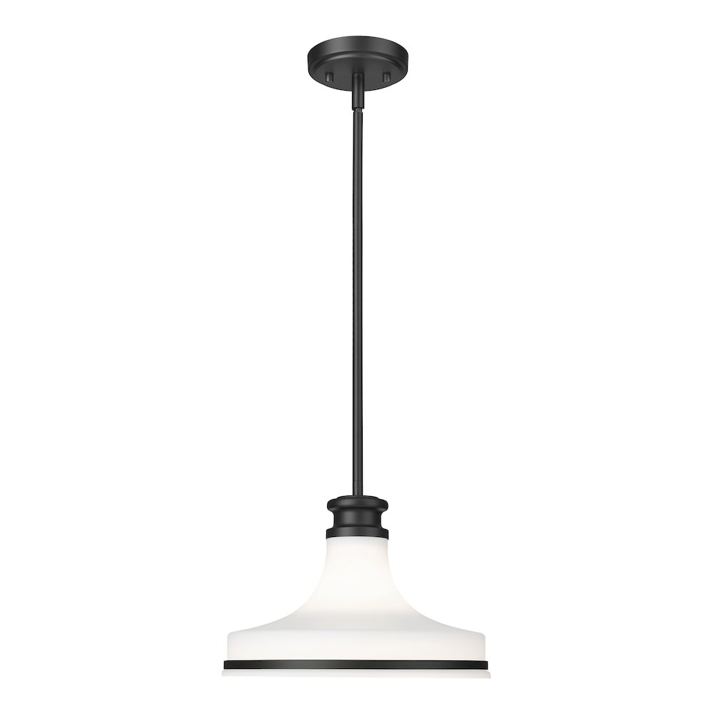 Z-Lite 1 Light Pendant, Matte Black. Picture 1