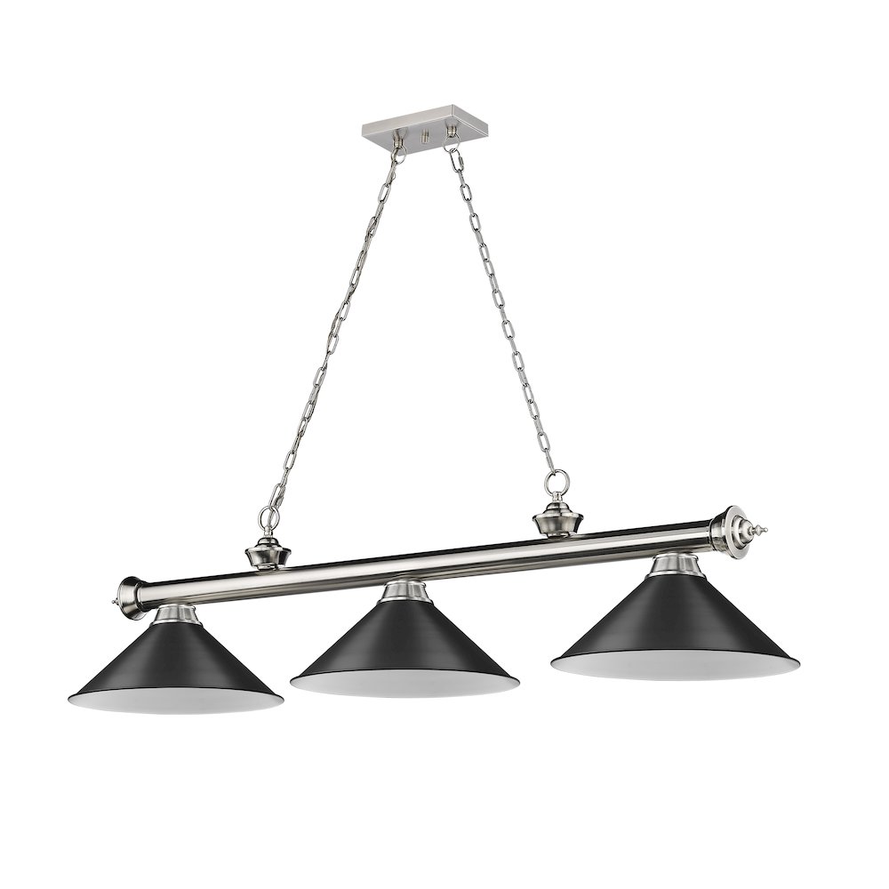 Z-Lite Cordon 3 Light Billiard, Steel Frame, Matte Black Shade Color. Picture 5