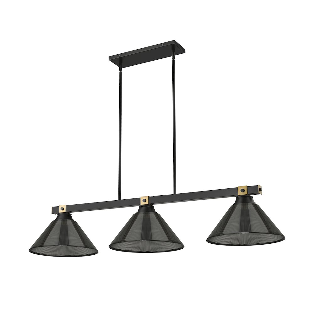 Z-Lite Bronte 3 Light Billiard, Steel Frame, Smoke Shade Color. Picture 5