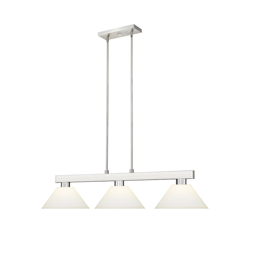 Z-Lite Cobalt 3 Light Billiard, Steel Frame, Matte Opal Shade Color. Picture 3