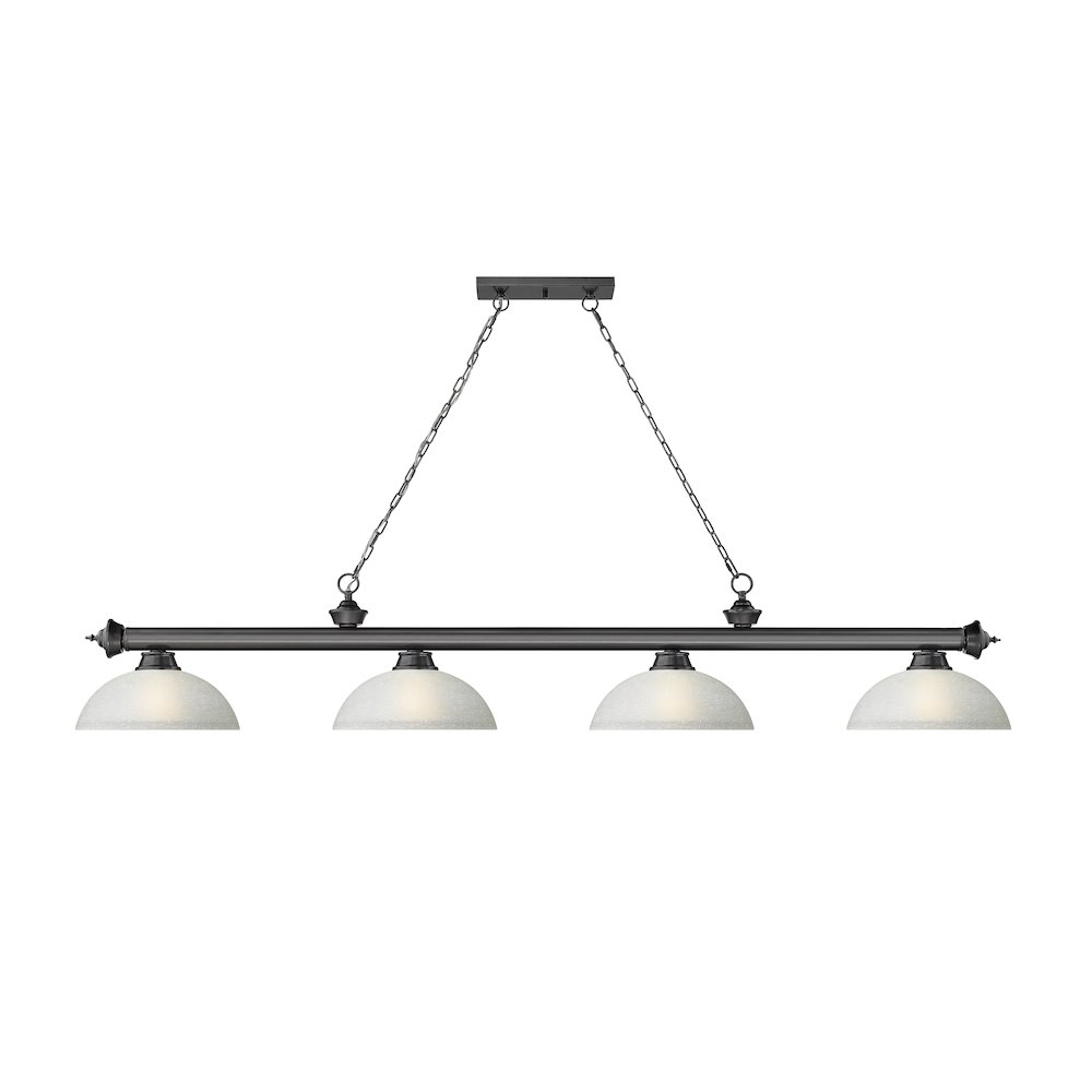 Z-Lite Cordon 4 Light Billiard, Steel Frame, White Linen Shade Color. Picture 2