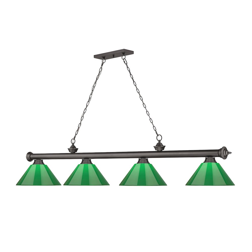 Z-Lite Cordon 4 Light Billiard, Steel Frame, Green Shade Color. Picture 3