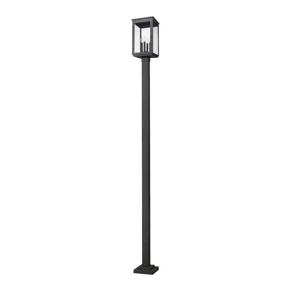 Z-Lite Hartwell 4 Light Outdoor Post Mounted Fixture in Sand Black color. Picture 5