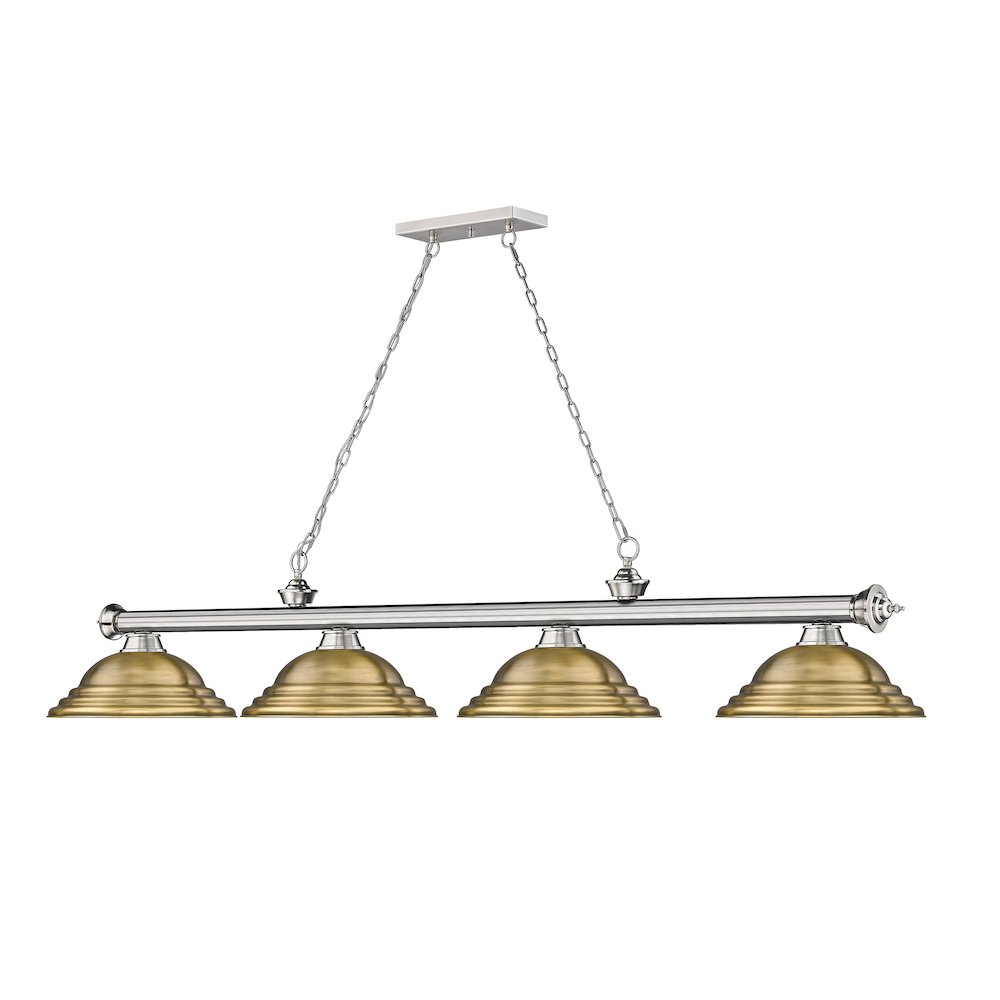Z-Lite Cordon 4 Light Billiard, Steel Frame, Rubbed Brass Shade Color. Picture 3
