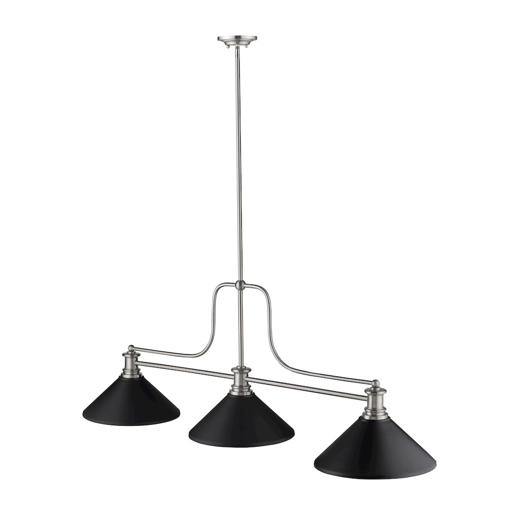 Z-Lite Melange 3 Light Billiard, Steel Frame, Matte Black Shade Color. Picture 3