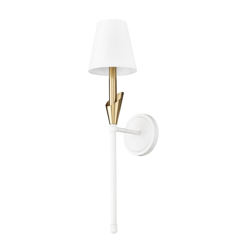 Z-Lite Claudelle 1 Light Wall Sconce in Textured White + Modern Gold color. Picture 5