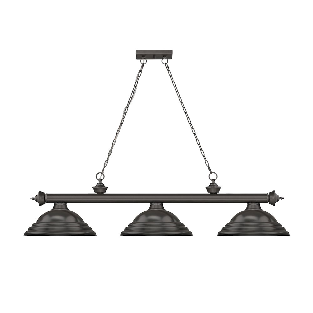 Z-Lite Cordon 3 Light Billiard, Steel Frame, Bronze Shade Color. Picture 2
