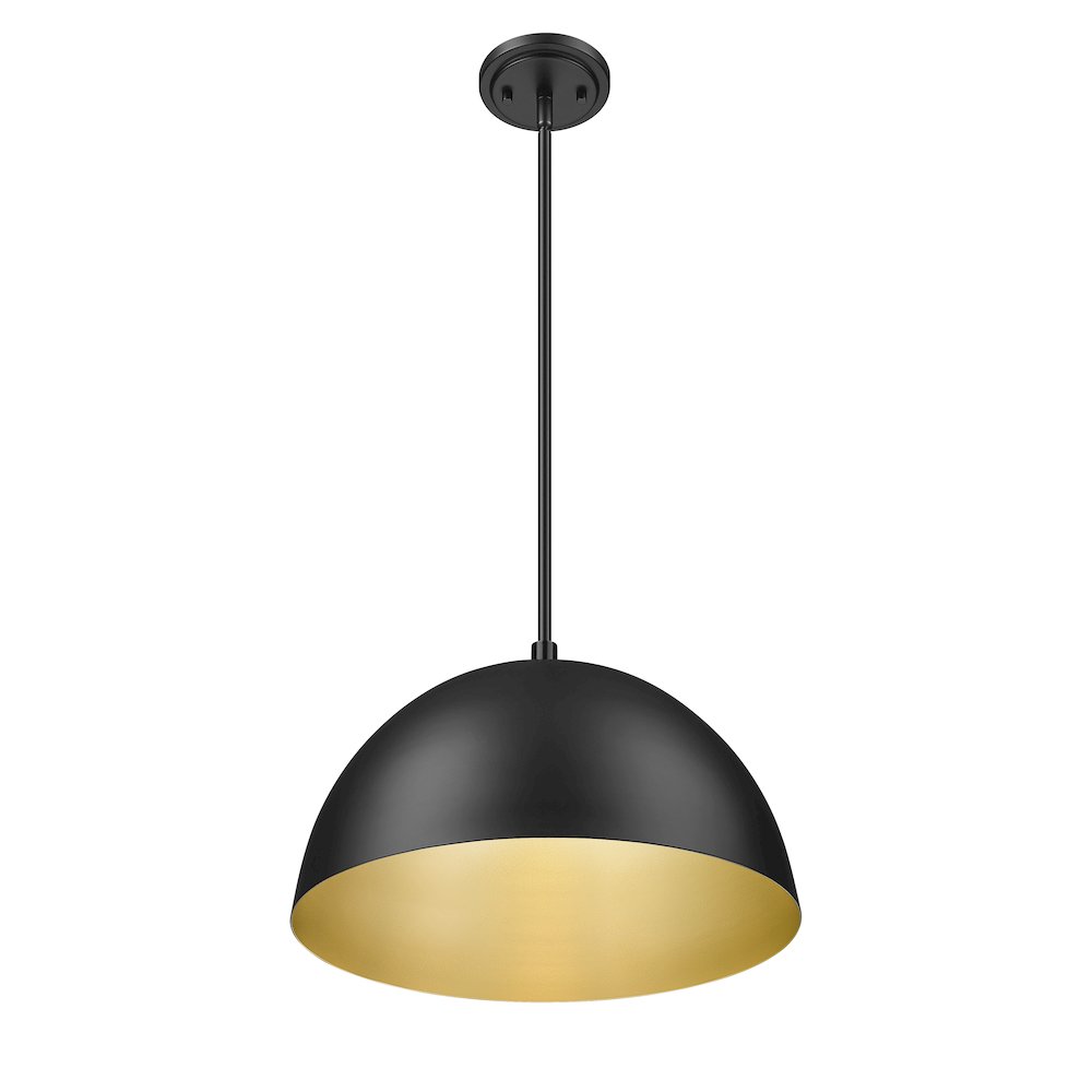 Z-Lite 1 Light Pendant, Matte Black. Picture 2