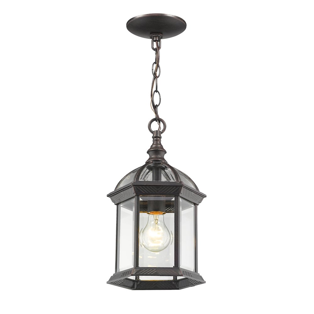 Z-Lite Annex 1 Light Outdoor Chain Mount Ceiling Fixture, Rust. Picture 1
