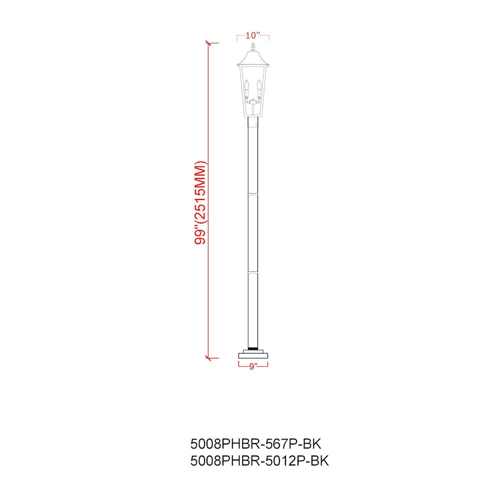Z-Lite 3 Light Outdoor Post Mount Fixture. Picture 8