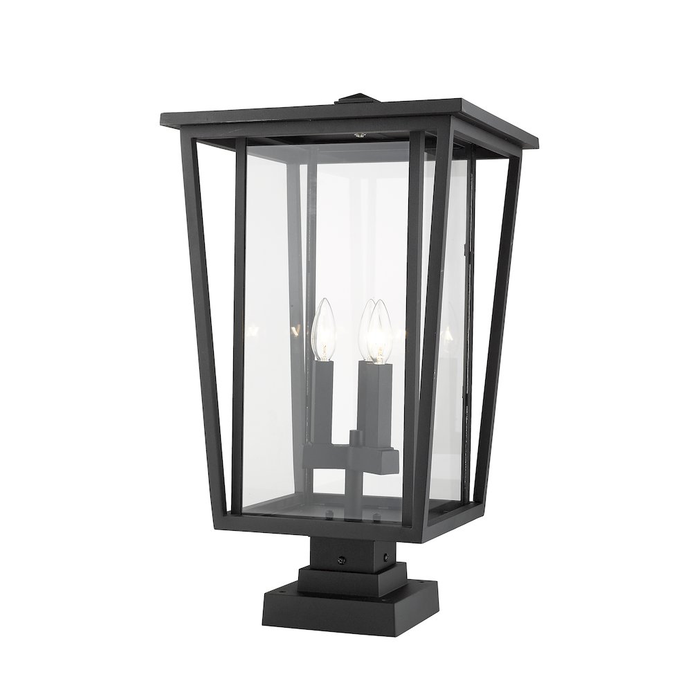 Z-Lite Seoul 3 Light Outdoor Pier Mounted Fixture in Black Frame Finish. Picture 3