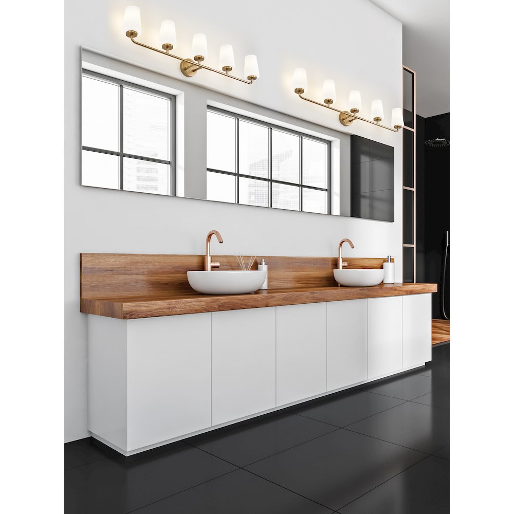 Z-Lite Montford 5 Light Vanity in Modern Gold color, Steel frame. Picture 6