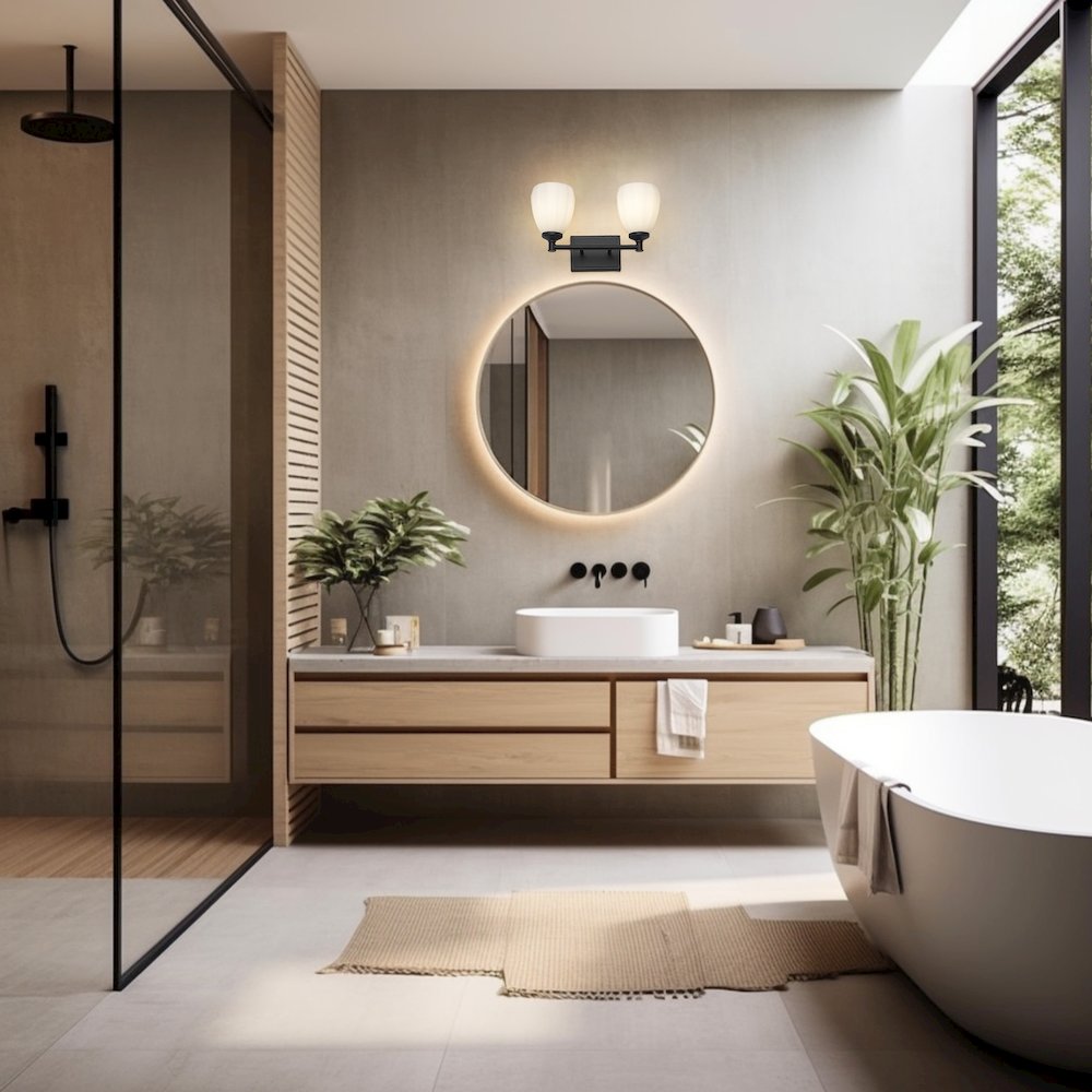 Z-Lite Oren 2 Light Vanity in Matte Black color, Steel frame. Picture 7