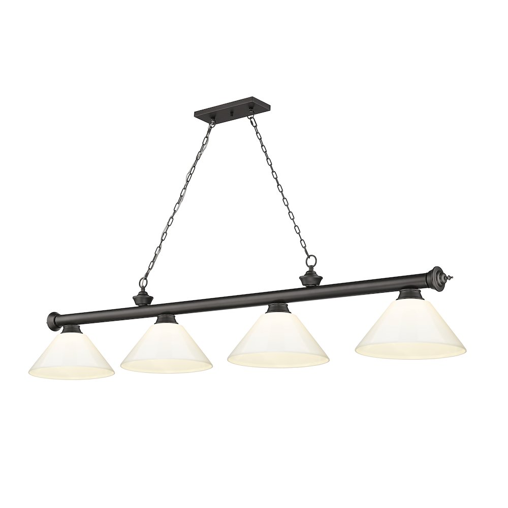 Z-Lite Cordon 4 Light Billiard, Steel Frame, White Shade Color. Picture 1