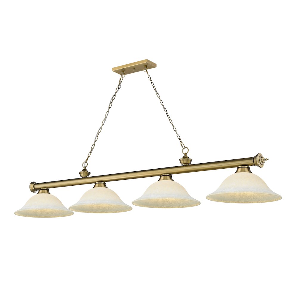 Z-Lite Cordon 4 Light Billiard, Steel Frame, White Mottle Shade Color. Picture 1