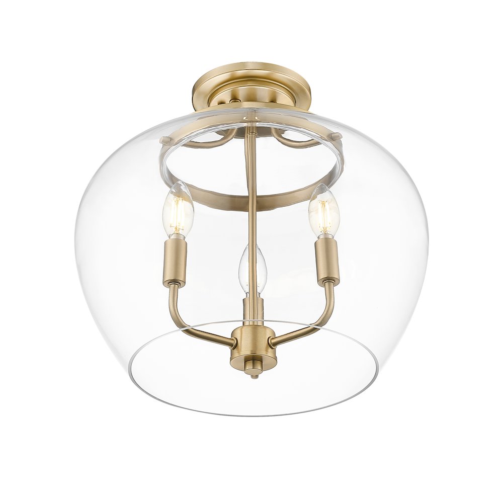 Z-Lite 3 Light Semi Flush Mount, Burnished Brass. Picture 2